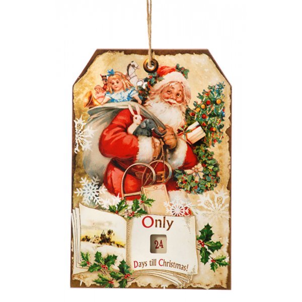 Χριστουγεννιάτικος Διακοσμητικός Ξύλινος Πίνακας, Αντίστροφη Μέτρηση (20x30cm)